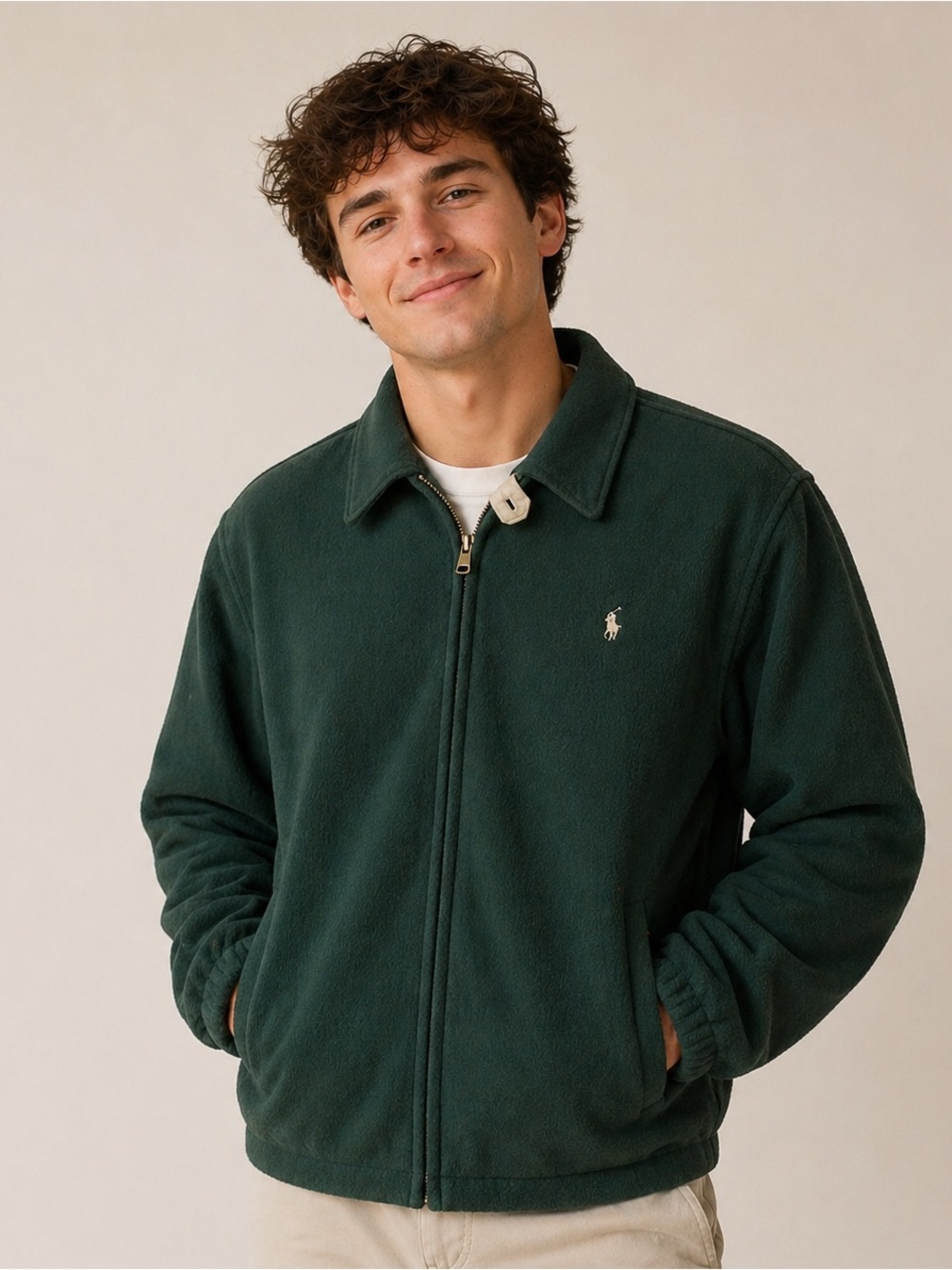 Polo Ralph Lauren Harrington Jacket Polartec Fleece 90s Green Men Large Vintage